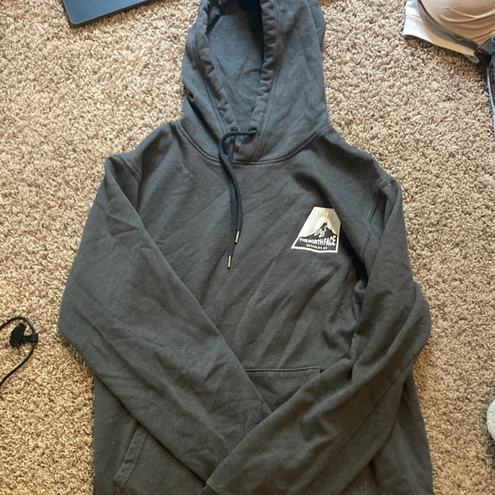 The North Face Dark Gray Sweatshirt with Mountain Graphic